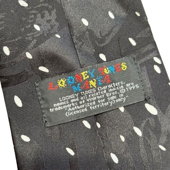 Vintage 1995 Looney Tunes Silk Tie Bugs Bunny Daffy Duck Marvin - Picture 3 of 4